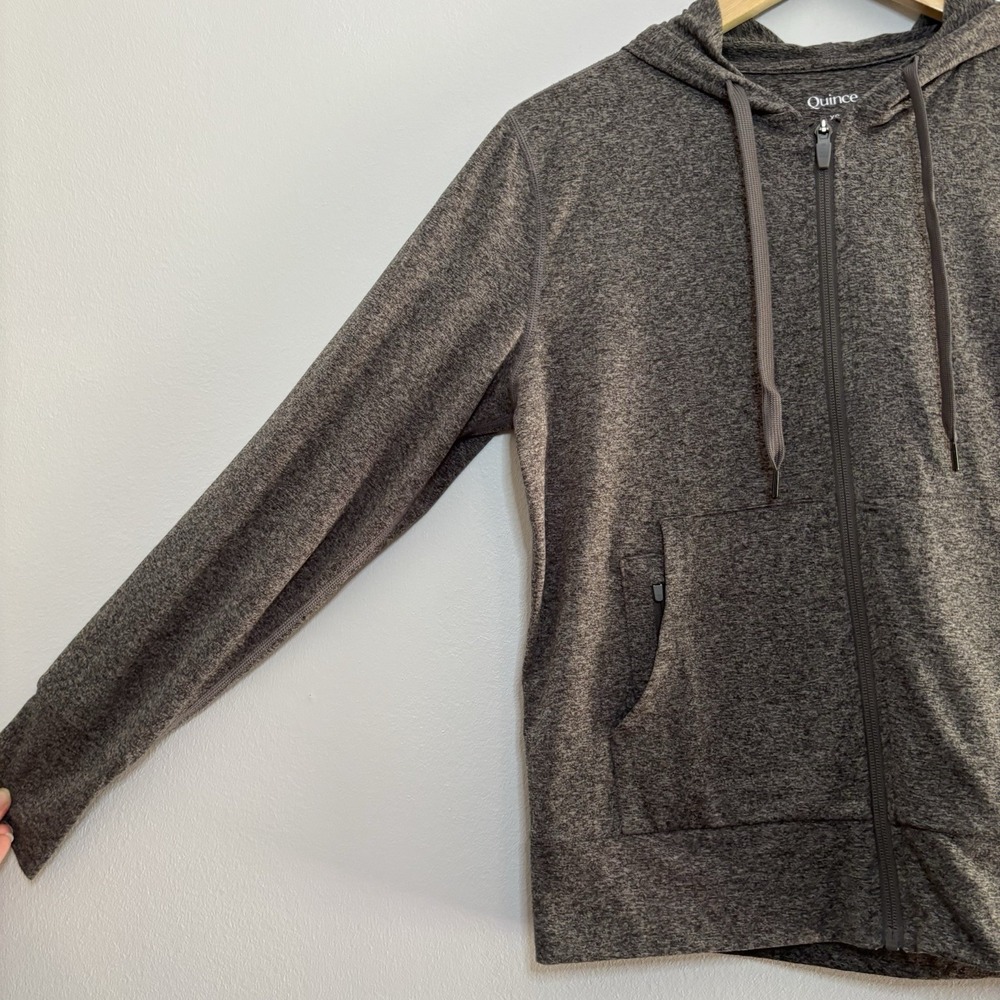 Quince Flowknit Full Zip Hoodie Sweatshirt Womens XS Heathered Gray Travel Comfy